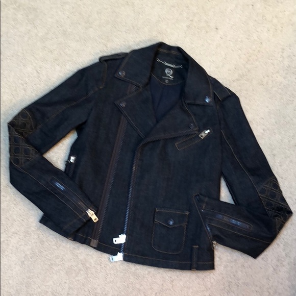 Authentic McQ denim motorcycle jacket - Picture 1 of 8